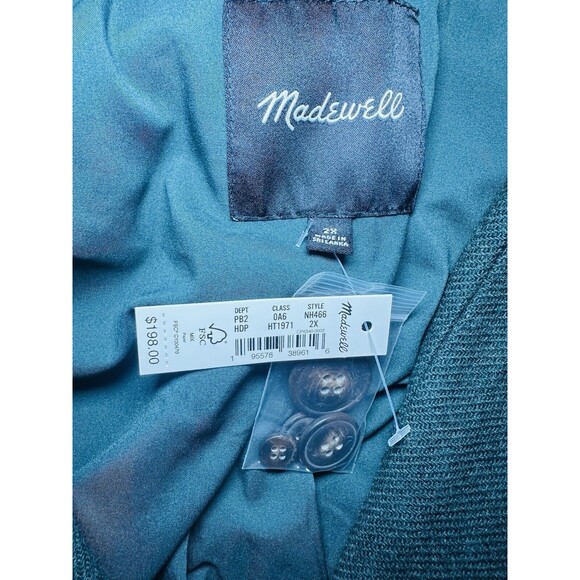 MADEWELL Oversized Green Brushed Dorset Blazer Wool Blend Women's Plus 2X NWT - Picture 5 of 11